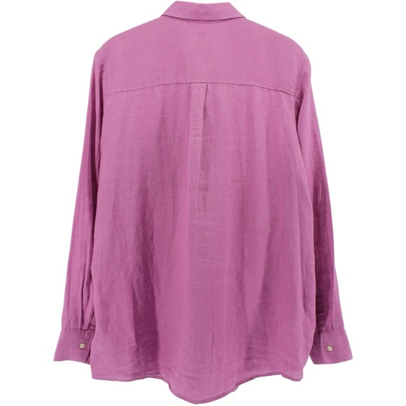Gap Fuchsia Long Sleeve Buttonup Capsule Lightweight Summer 100% Linen Size XS - Picture 4 of 7